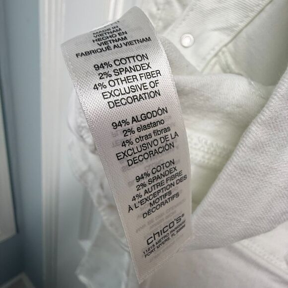 Chicos Perfect Stretch Pants Womens Large White Capri Slim Leg Zip Fly Mid Rise - Picture 5 of 8